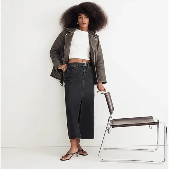 Madewell Denim Mid-Rise Maxi Skirt Lunar Wash NWT - Picture 4 of 15